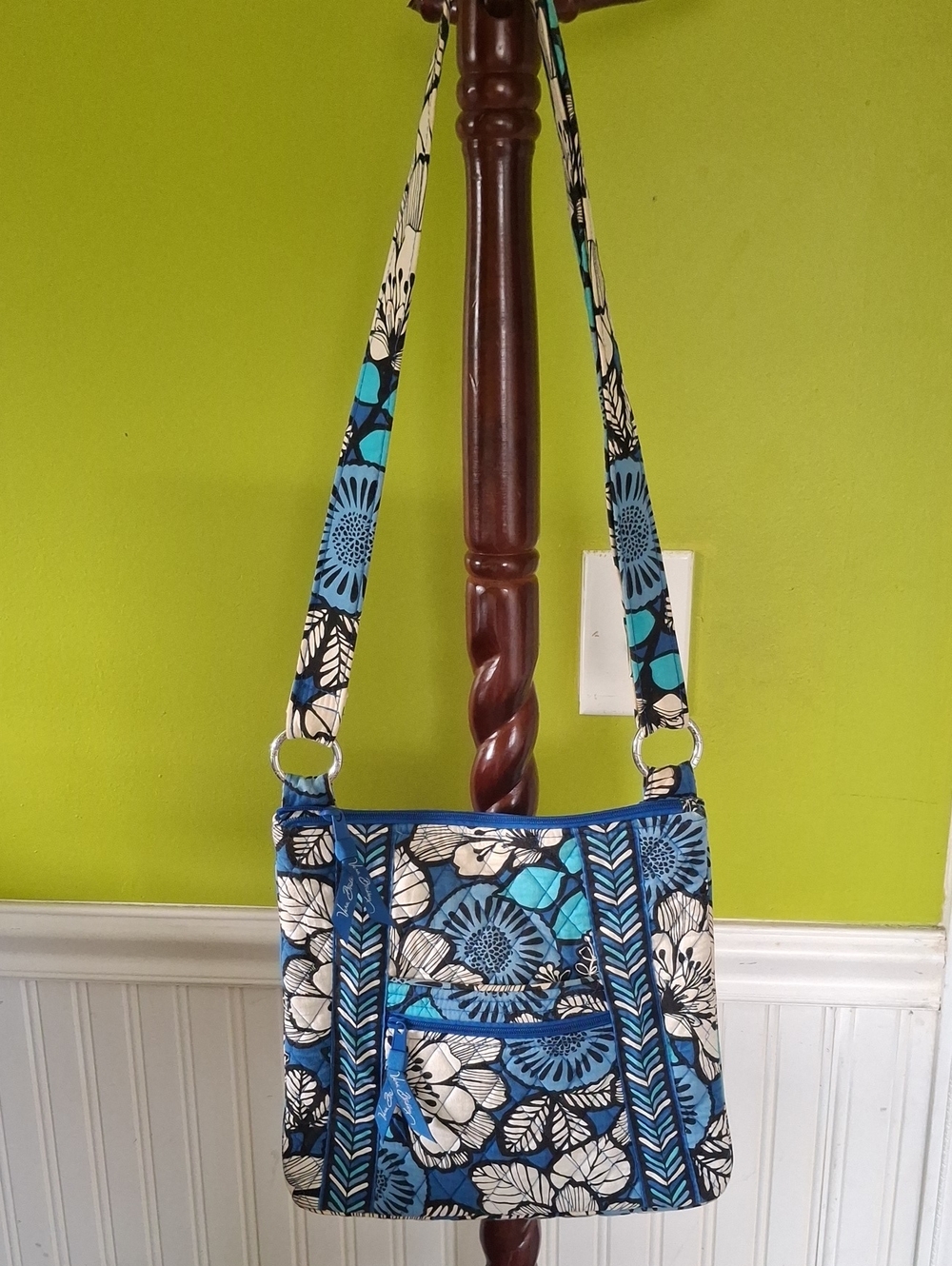 Vera Bradley Blue Floral Quilted Crossbody Bag